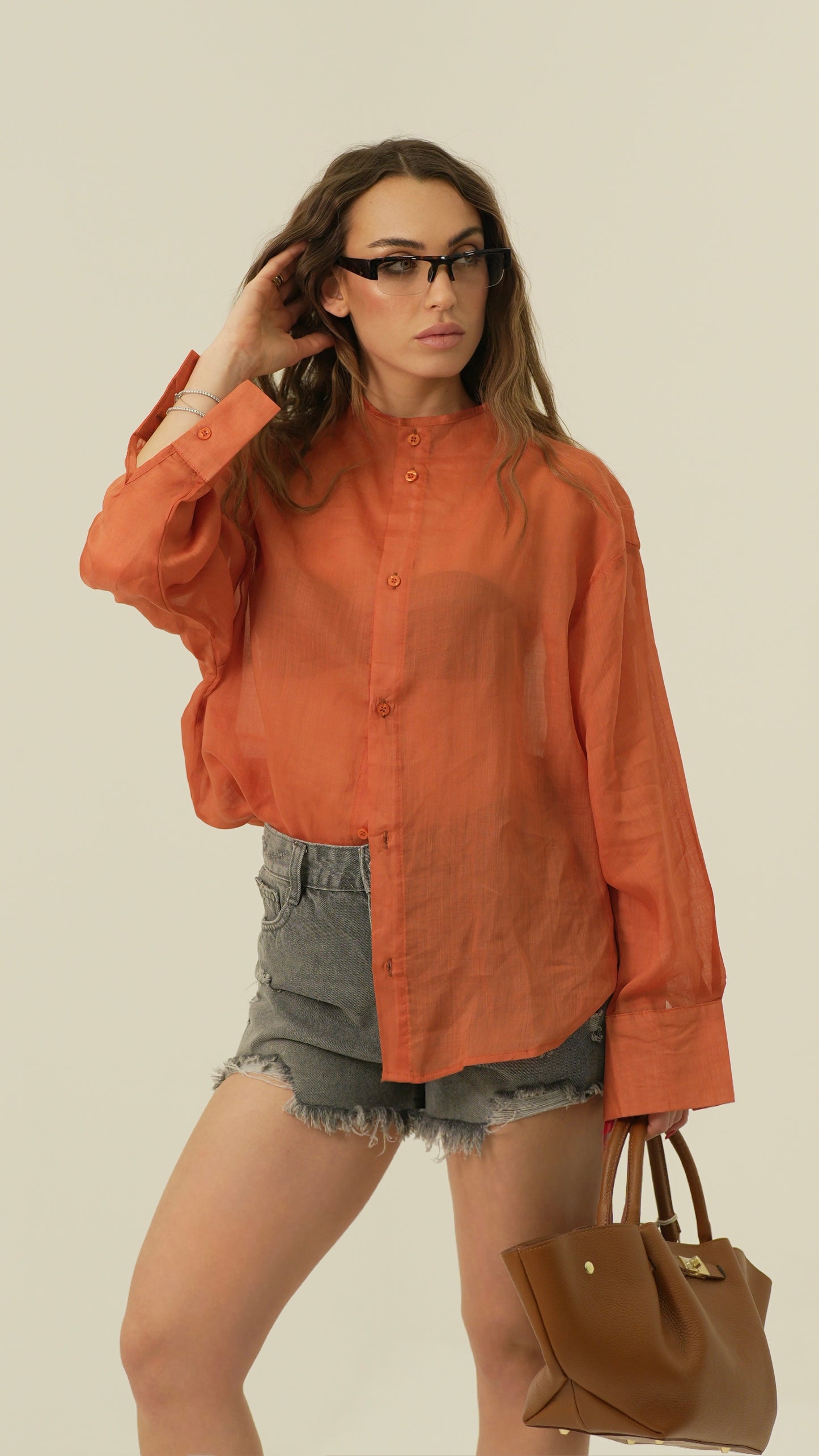 Camicia Modello coreana (arancio)