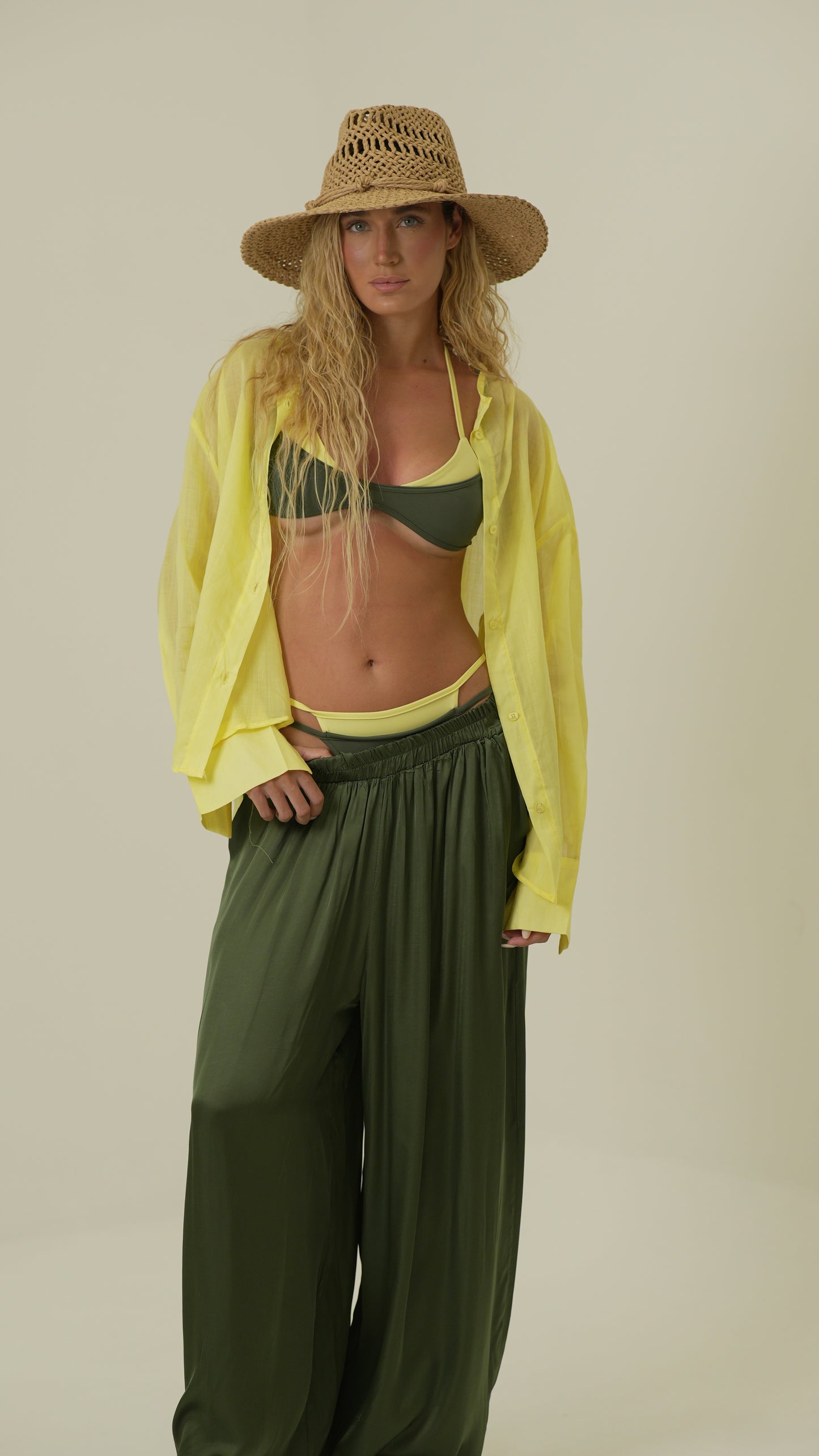 Camicia Modello coreana (gialla)