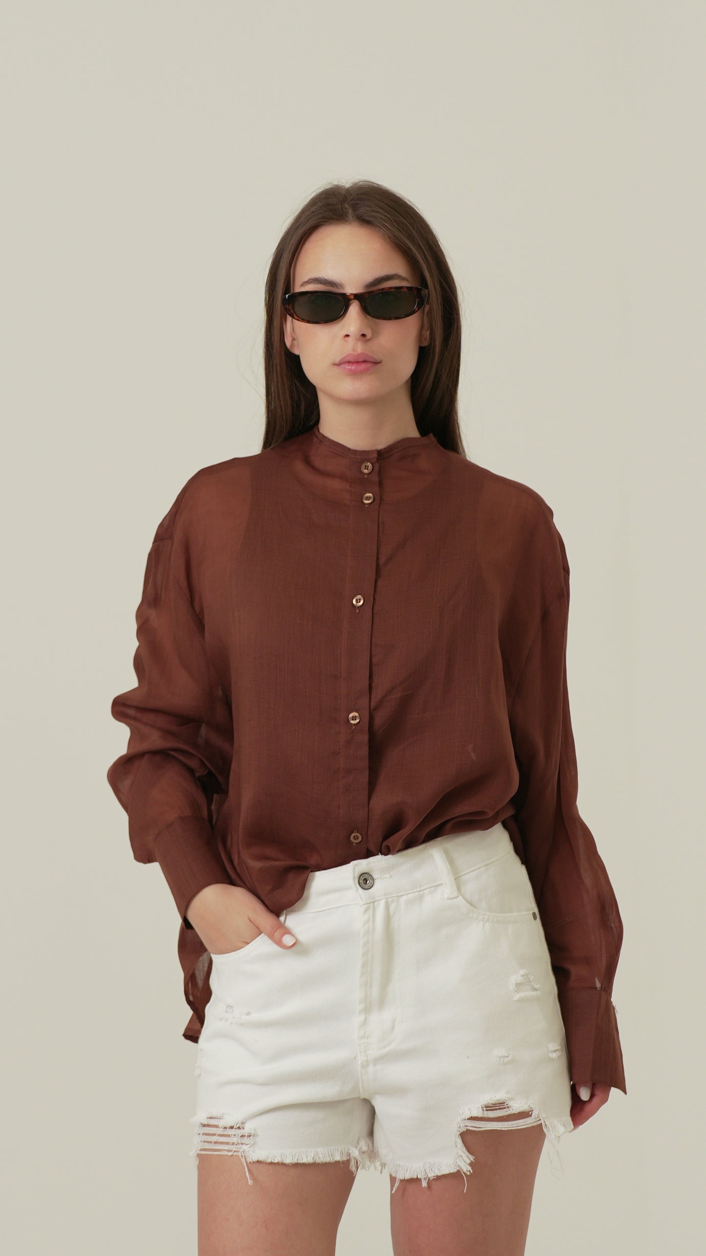Camicia Modello coreana (arancio)