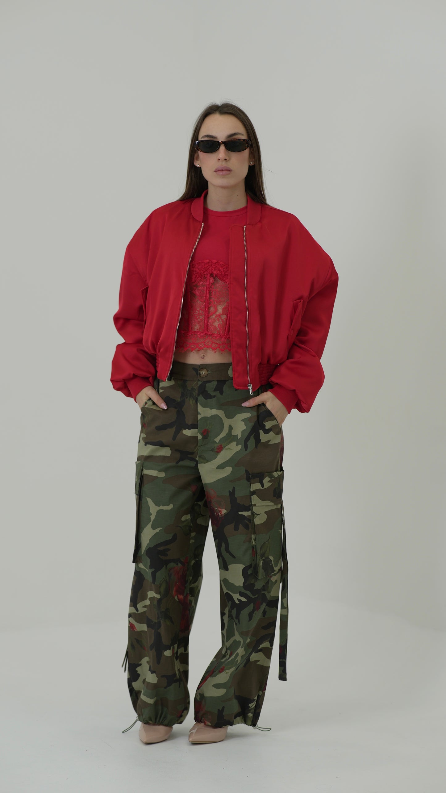 Pantalone Mimetico con rose