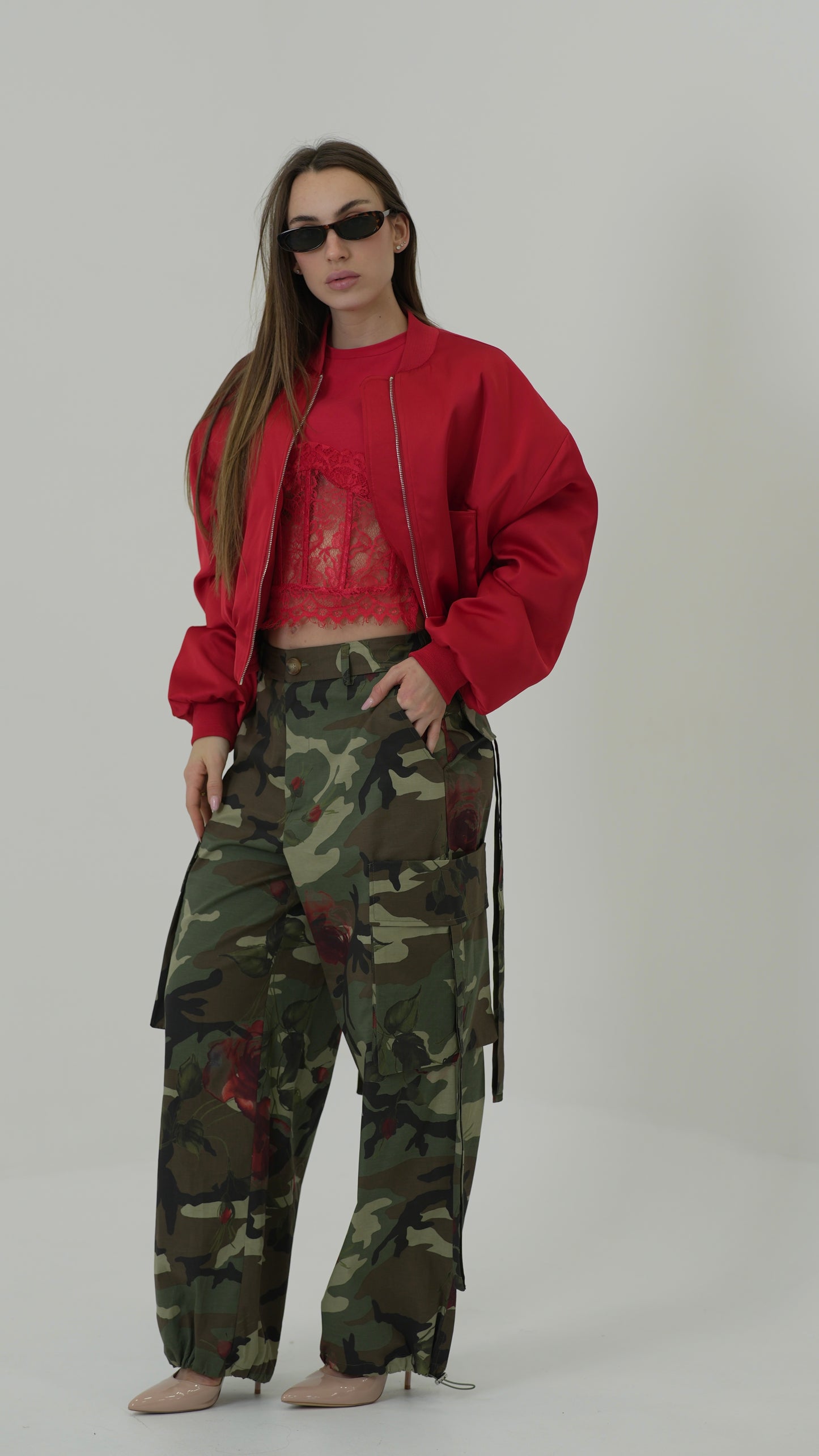 Pantalone Mimetico con rose