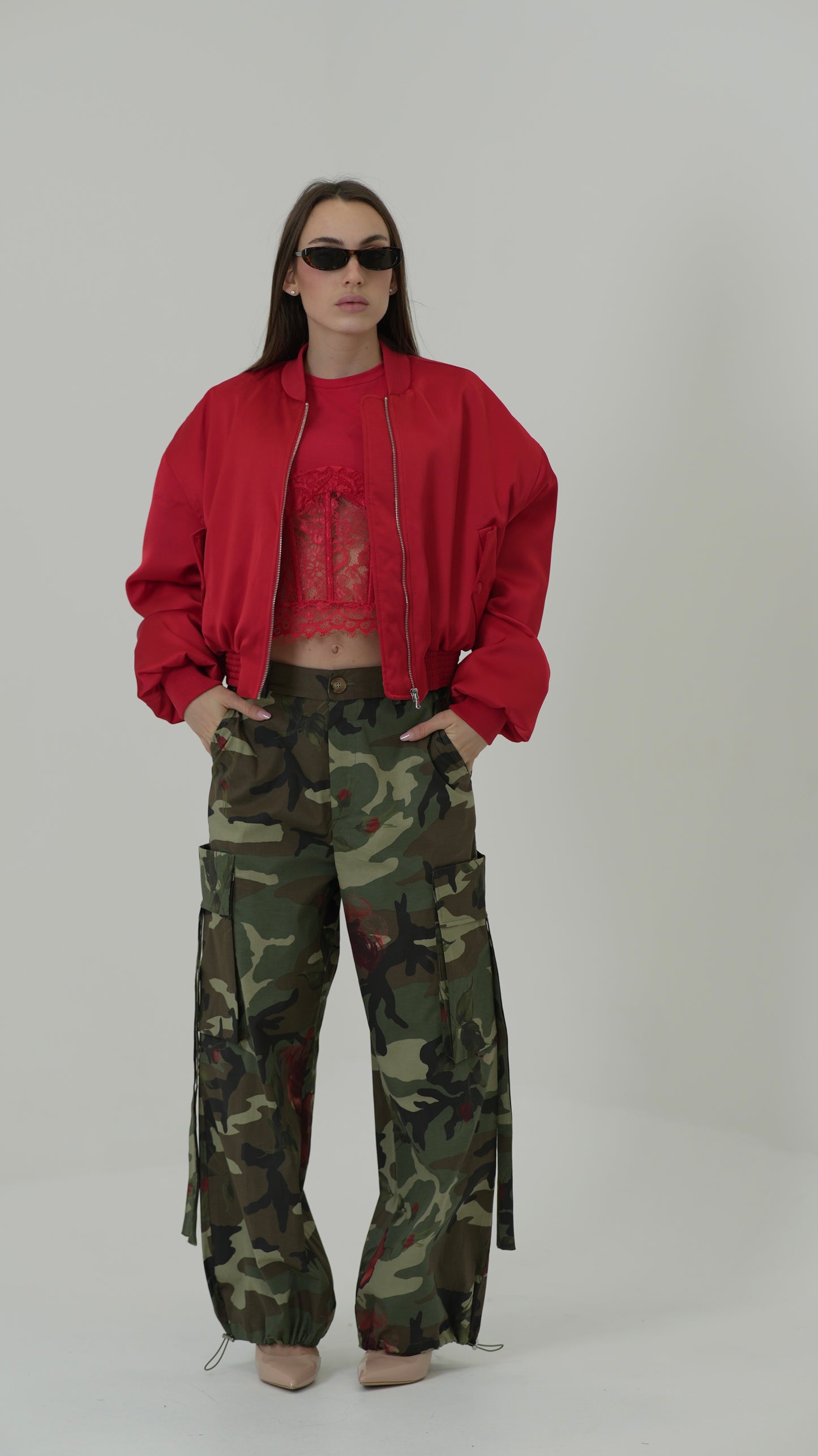 Pantalone Mimetico con rose