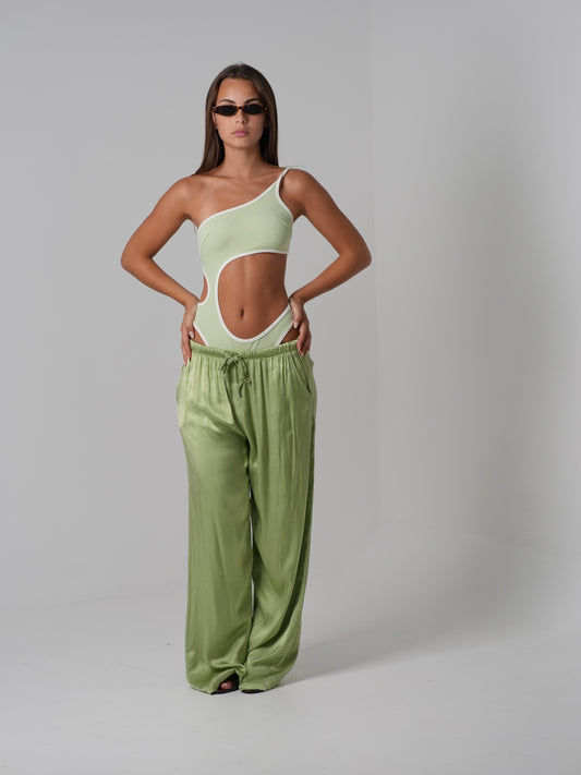 Pantalone di raso (verde mela)