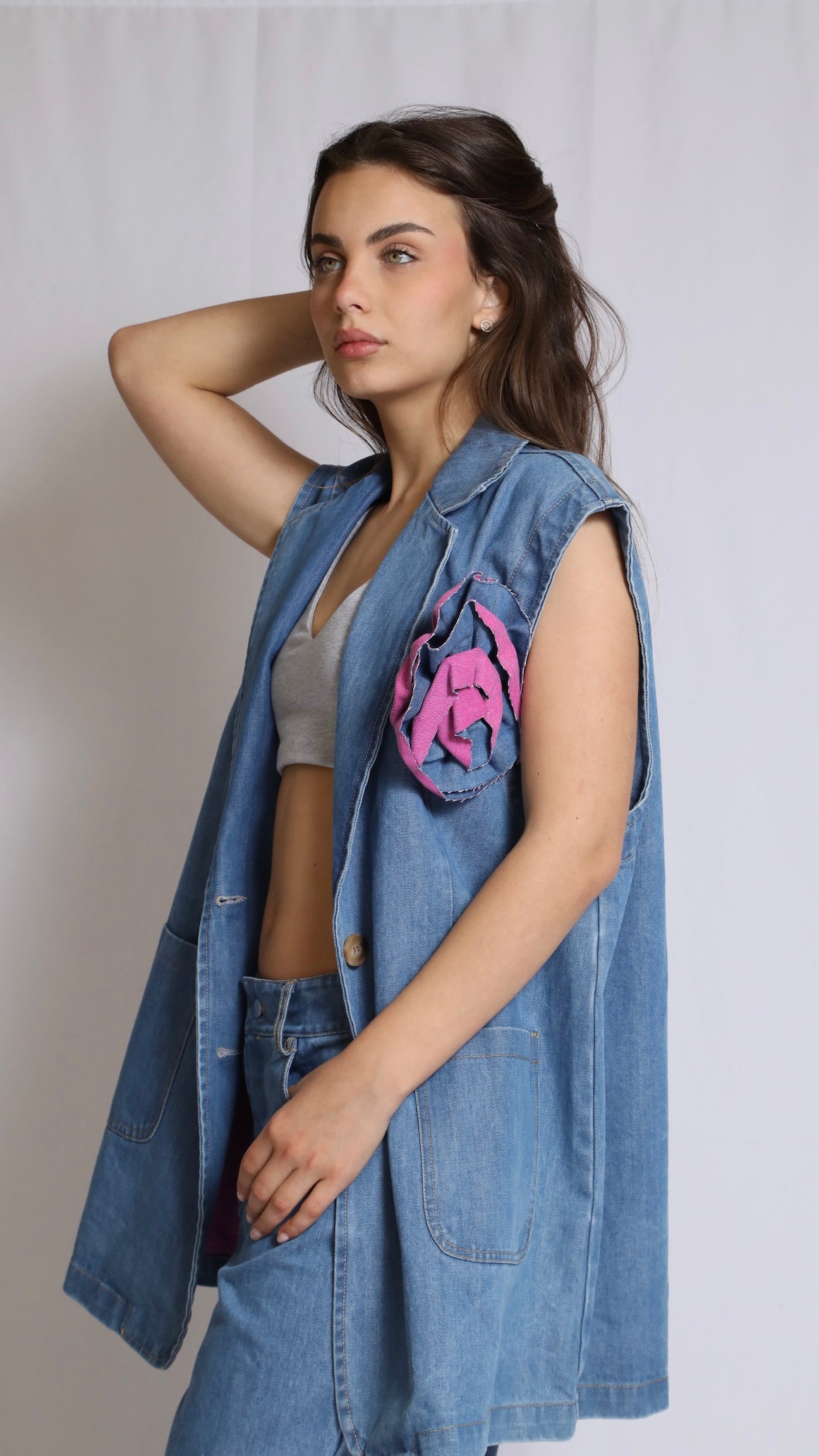 Gilet Denim Pink