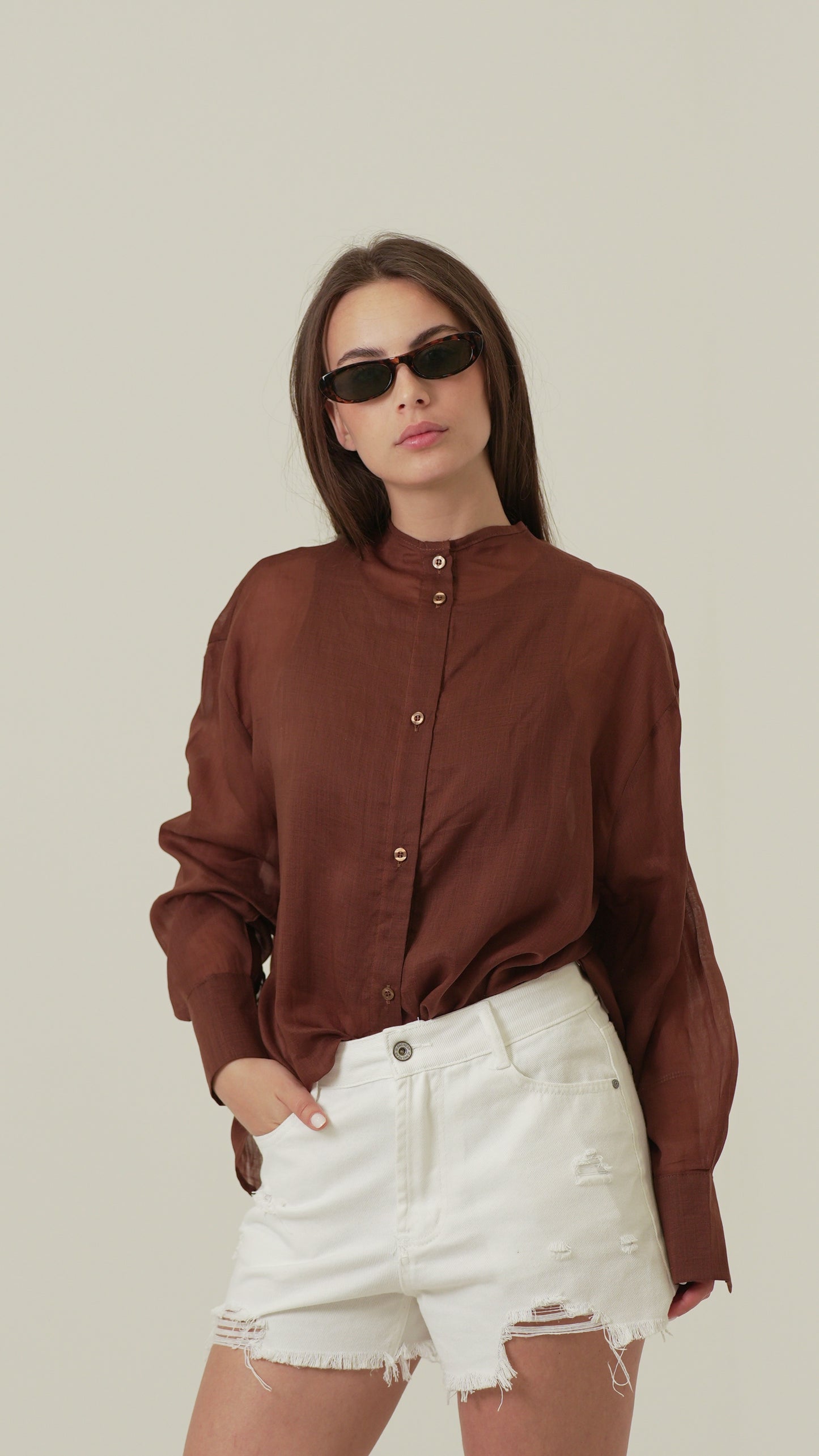 Camicia Modello coreana (arancio)